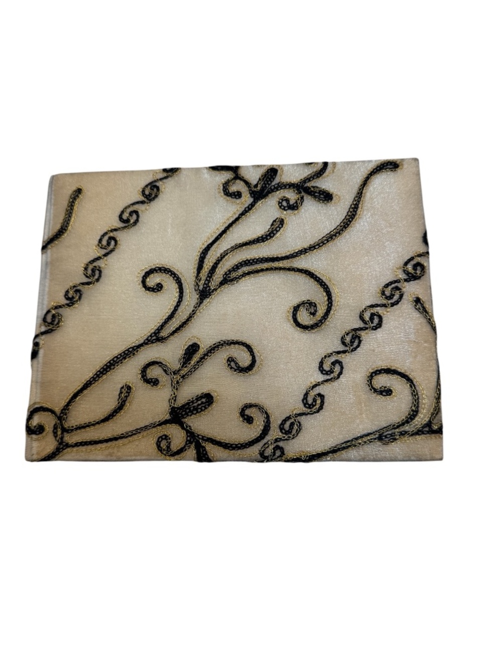 Gold polyester taffeta fabric cover with swirls sign in book or journal notebook